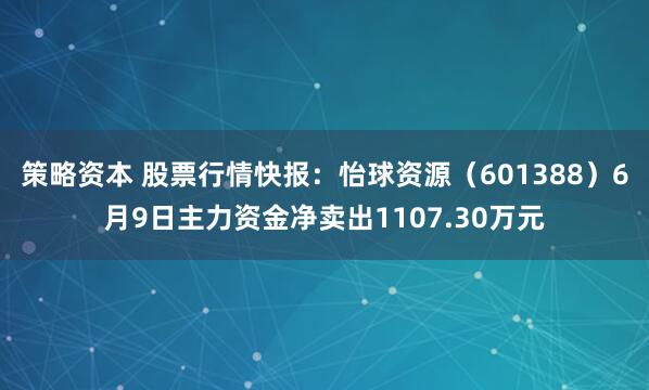 策略资本 股票行情快报：怡球资源（601388）6月9日主力资金净卖出1107.30万元