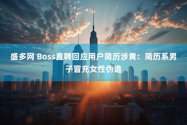 盛多网 Boss直聘回应用户简历涉黄：简历系男子冒充女性伪造
